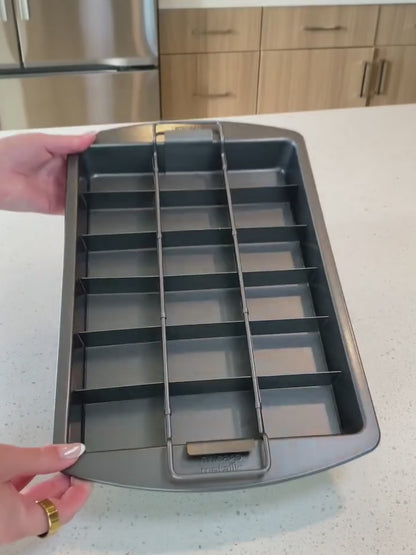 Forma de brownie com divisórias, assadeira retangular antiaderente