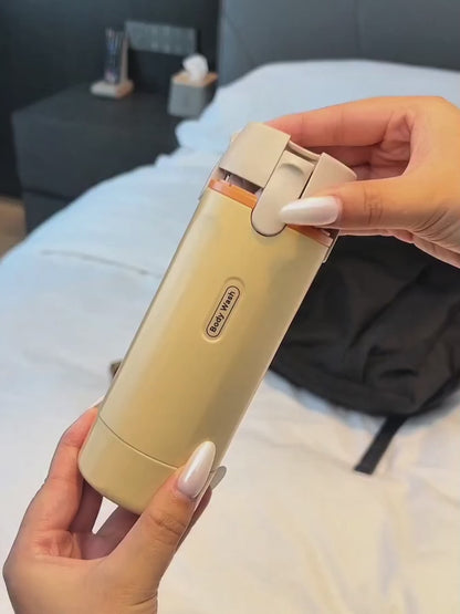 Dispensador portátil 4 em 1 de 30ml para produtos de higiene pessoal.